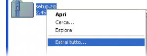 Click destro in Windows XP su un file zippato